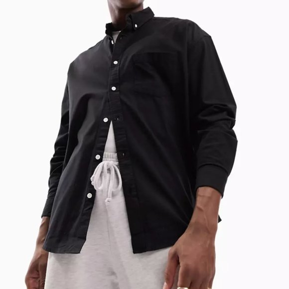 Sleek black men's button down NWOT - Picture 2 of 5